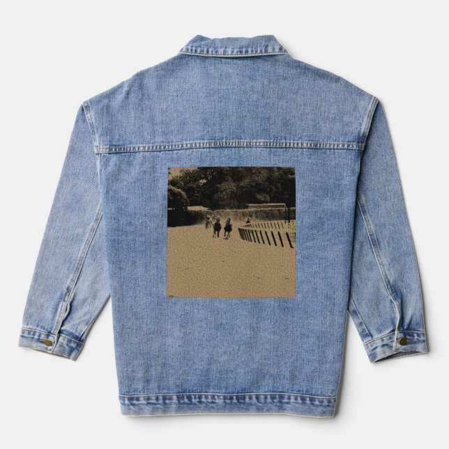 Horse Racing Muddy Track Grunge Denim Jacket (Back)
