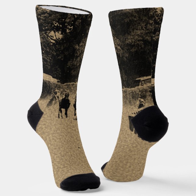 Horse Racing Muddy Track Grunge Socks (Angled)