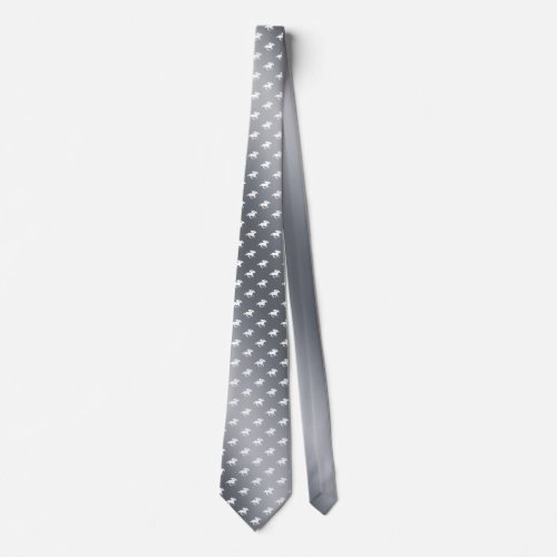 Horse Racing Pattern  Graphic Silver Neck Tie