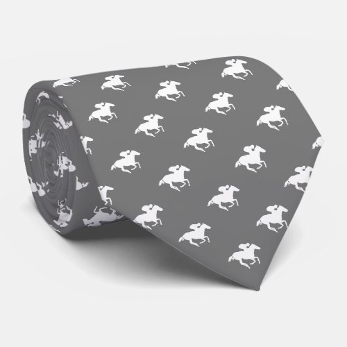 Horse Racing Pattern  Gray Neck Tie