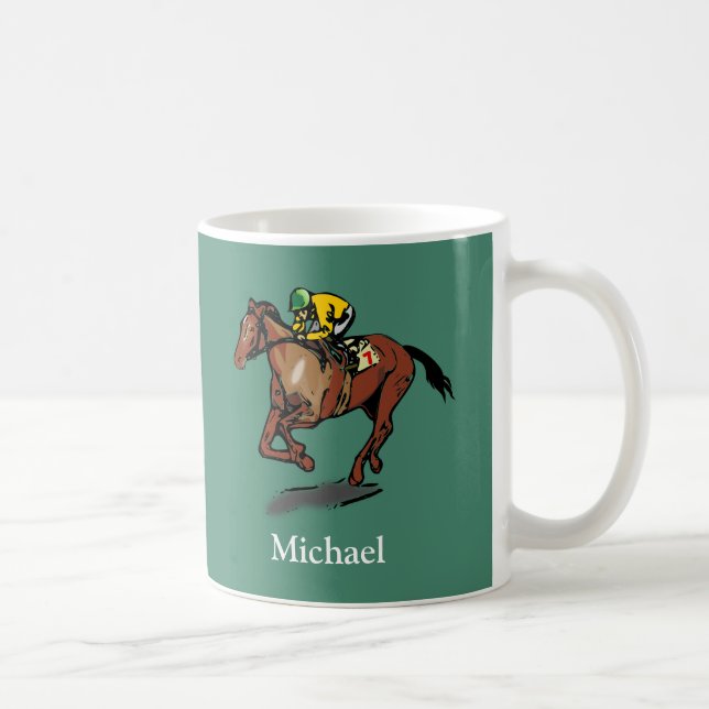 Horse Racing Personalised Coffee Mug (Right)