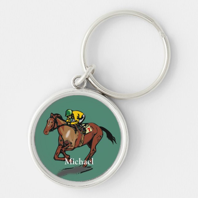 Horse Racing Personalised Keychain (Front)