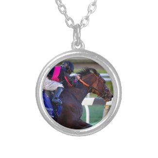 Horse Racing Photos and Gifts Silver Plated Necklace