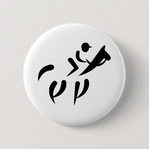 Horse racing pinback button