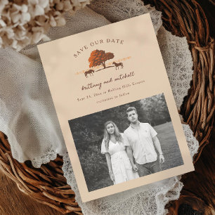 Horse Rail Fence Oak Horses Photo Save The Date
