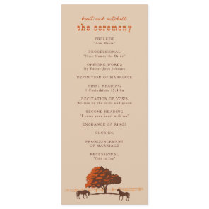 Horse Rail Fence Oak Horses Wedding Program