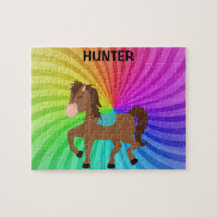 Horse & Rainbows puzzle personalized for kids.