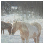 Horse Ranch, Barns and Snow Painting Design Fabric