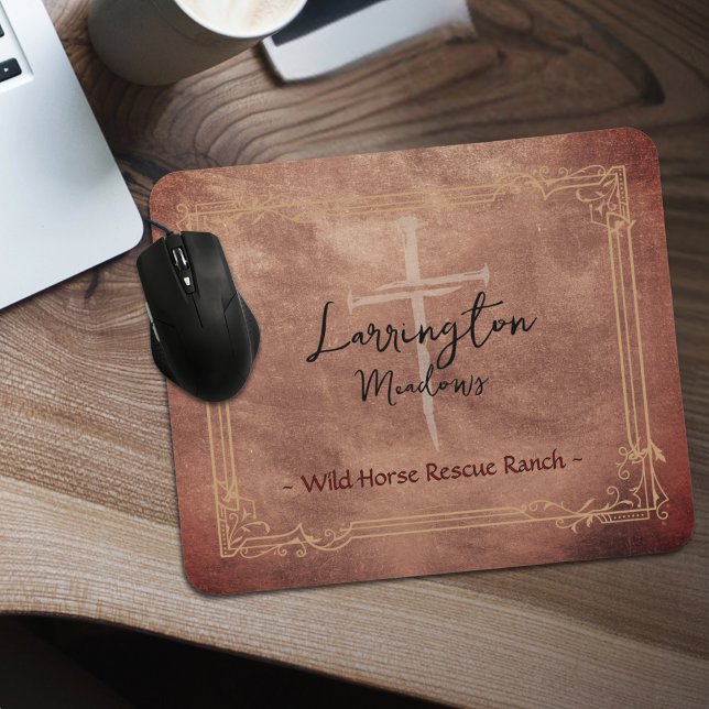 Horse Ranch Business Customizable Cross Logo Mouse Pad (Creator Uploaded)