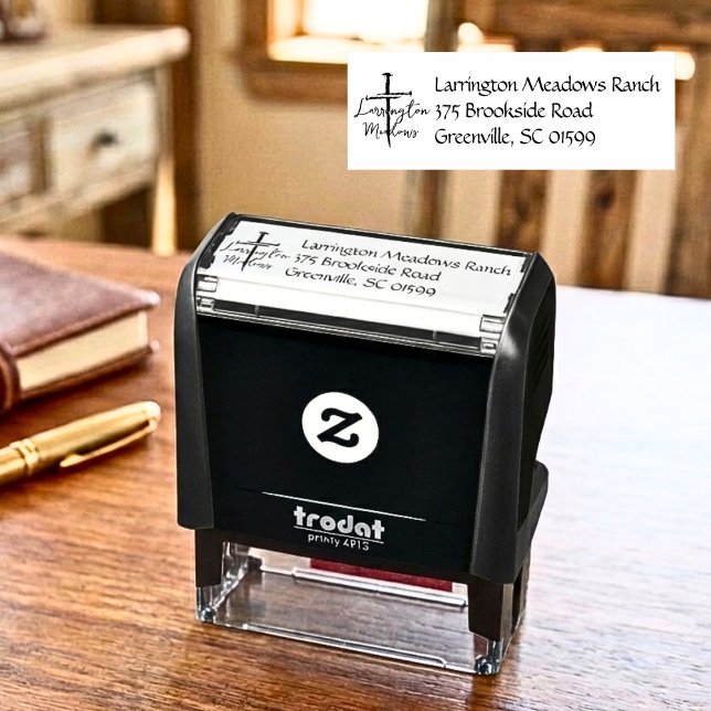 Horse Ranch Business Customizable Cross Logo Self-inking Stamp (Creator Uploaded)