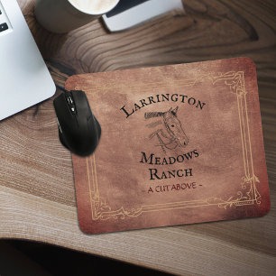 Horse Ranch Business Logo Customizable Western Mouse Pad