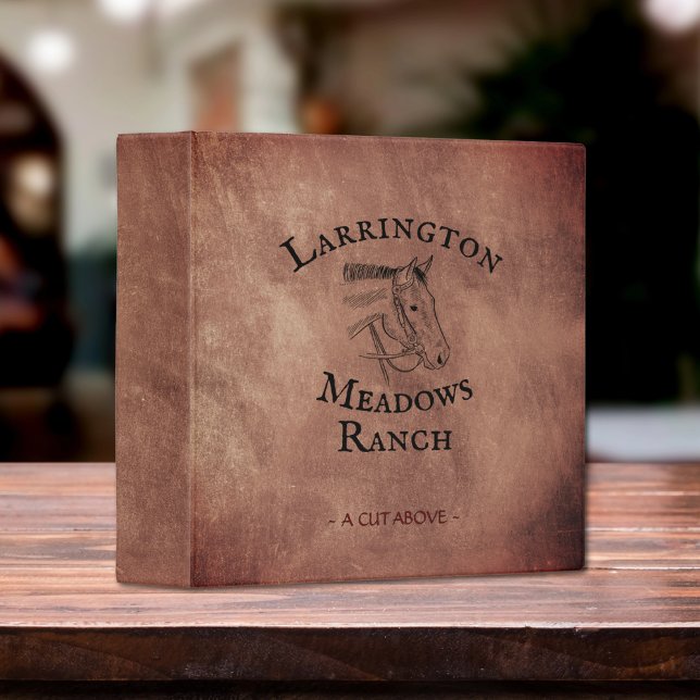 Horse Ranch Business Logo Western 3 Ring Binder (Creator Uploaded)
