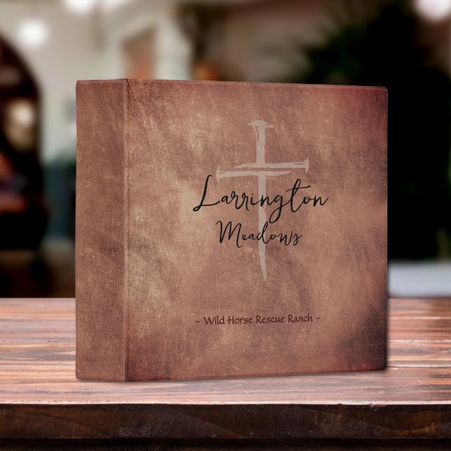 Horse Ranch Business Western Cross Logo Customized 3 Ring Binder (Creator Uploaded)