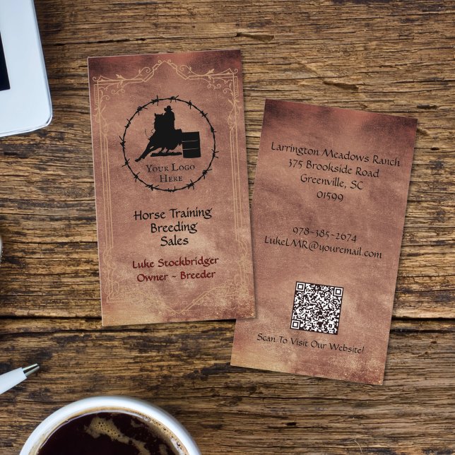 Horse Ranch Business Your Logo QR Code Card (Creator Uploaded)