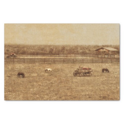 Horse Ranch Country Western Vintage Texture Tissue Paper
