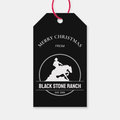 Horse ranch logo branding Christmas business Gift Tags