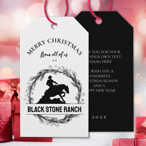 Horse ranch logo branding Christmas business Gift Tags