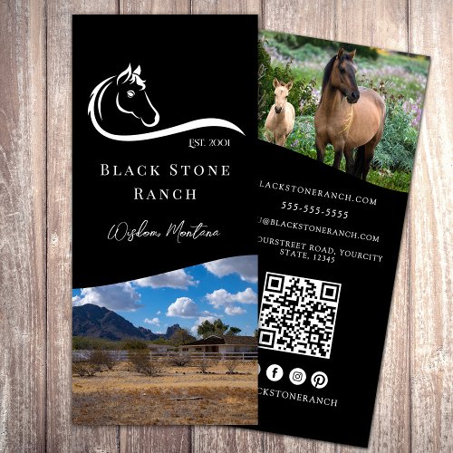 Horse ranch logo equestrian branding address rack card