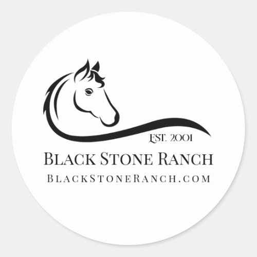 Horse ranch logo equestrian stable branding classic round sticker
