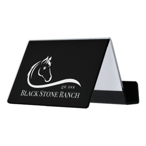 Horse ranch logo equestrian stable branding desk business card holder