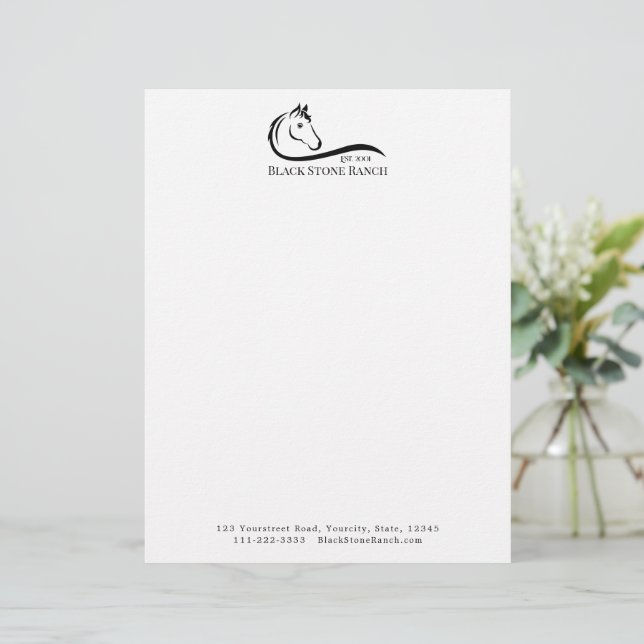 Horse ranch logo equestrian stable branding letterhead (Standing Front)