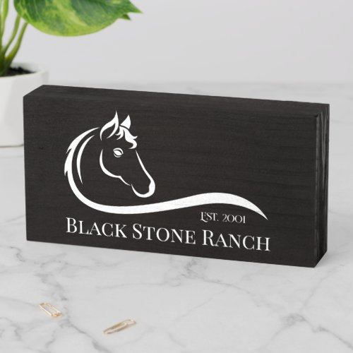 Horse ranch logo equestrian stable branding wooden box sign