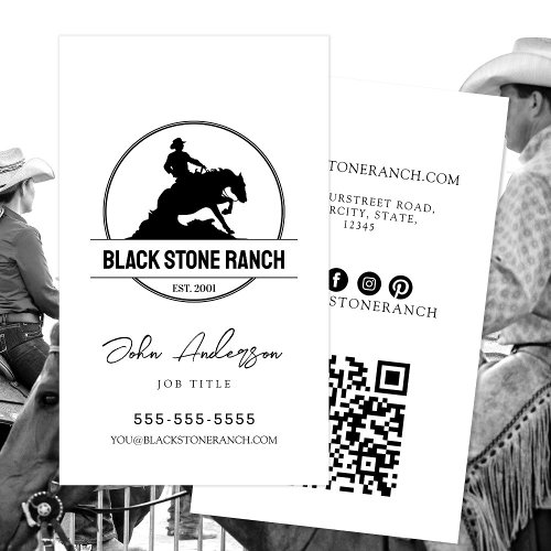 Horse ranch logo reining western barn branding business card