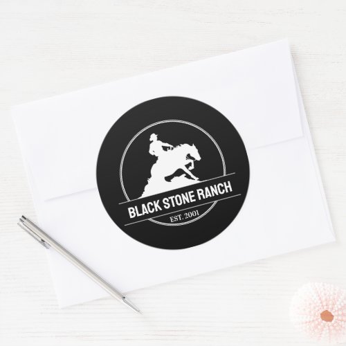 Horse ranch logo reining western barn branding classic round sticker