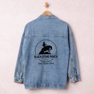 Horse ranch logo reining western barn branding personalized western denim jackets