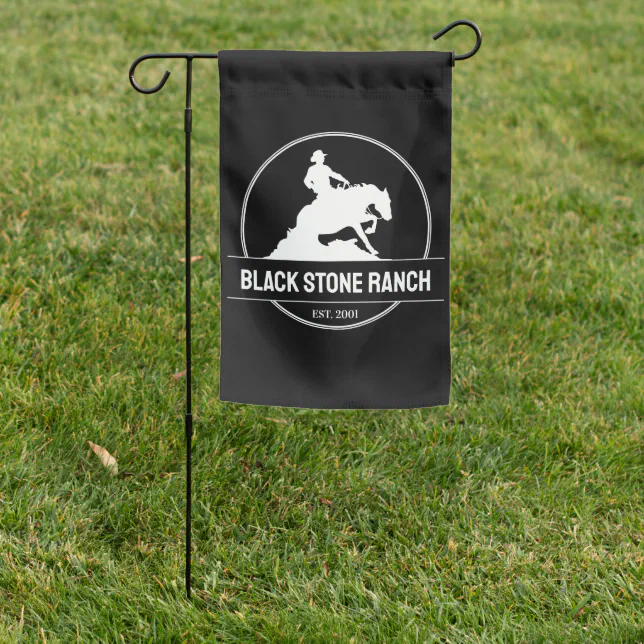Horse ranch logo reining western barn branding garden flag | Zazzle