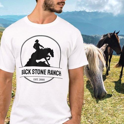 Horse ranch logo reining western barn branding T_Shirt