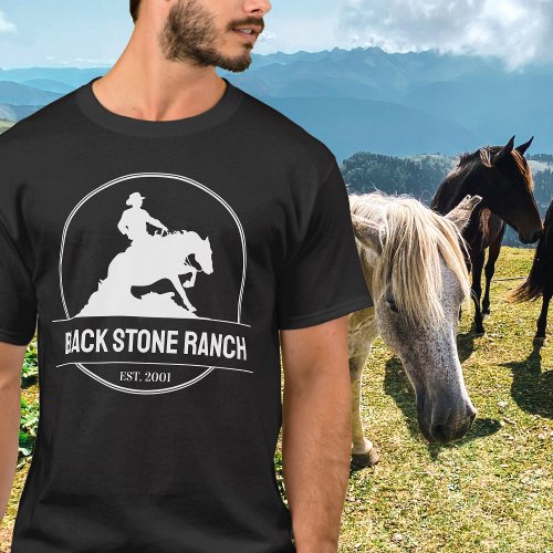 Horse ranch logo reining western barn branding T_Shirt