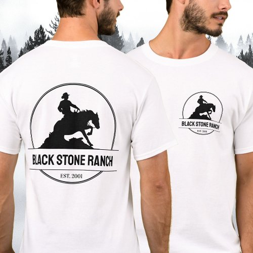 Horse ranch logo reining western barn branding T_Shirt