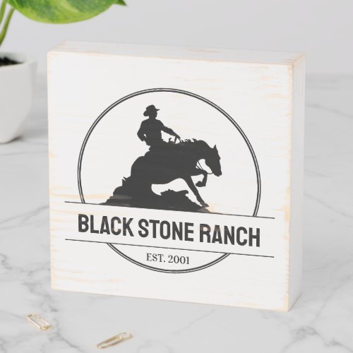 Horse ranch logo reining western barn branding wooden box sign