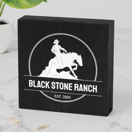 Horse ranch logo reining western barn branding wooden box sign