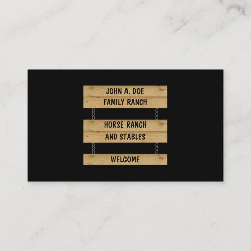 Horse Ranch Stables Cattle Farm Black Business Card