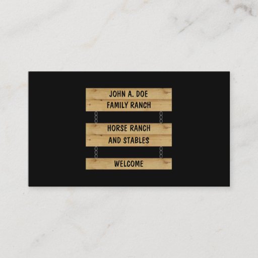 Customizable Horse Ranch Stables Cattle Farm Black Business Card