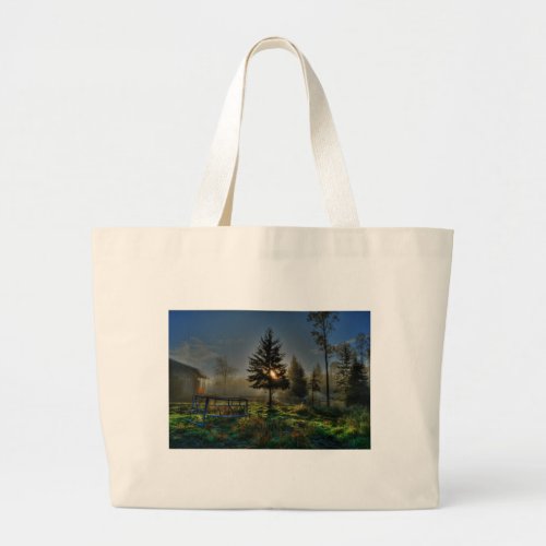 Horse Ranch Sunrise Nature Photo Large Tote Bag