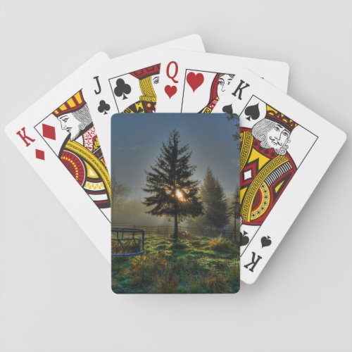 Horse Ranch Sunrise Nature Photo Poker Cards