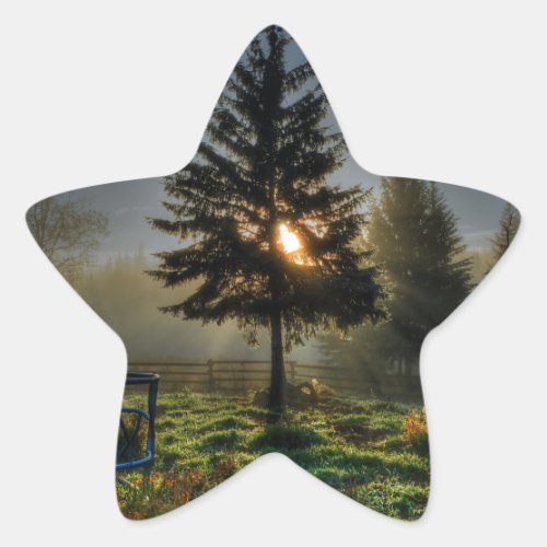 Horse Ranch Sunrise Nature Photo Star Sticker