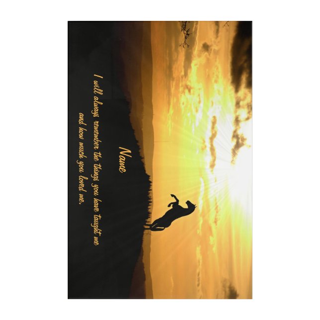 Horse Rearing in Sunset Silhouette Acrylic Print (Front)