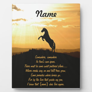 Horse Rearing Silhouette At Sunrise Plaque