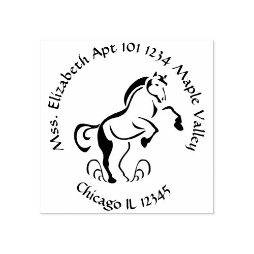 Horse Rearing Up Homestead Return Address Rubber Stamp