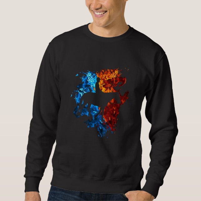 Horse Red Blue Fire Equestrian Horseback Riding 1 Sweatshirt (Front)