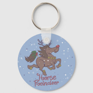 Horse reindeer cartoon illustration keychain
