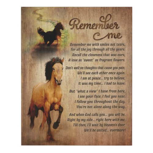 Horse Remember Me Memorial Gifts Faux Canvas Print