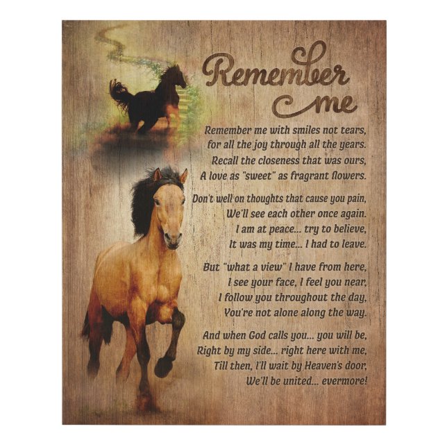 Horse Remember Me Memorial Gifts Faux Canvas Print (Front)