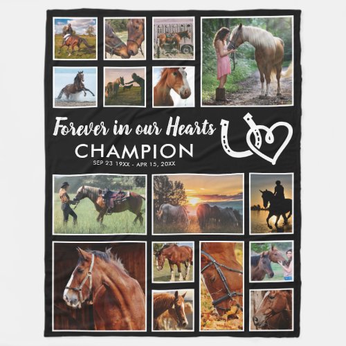 Horse Remembrance  Forever in our Hearts Fleece Blanket