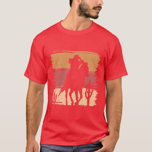 Horse Retro Vintage Rodeo Cowboy Cowgirl Horse Rid T_Shirt