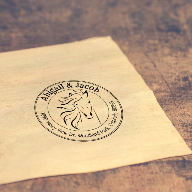 Horse Return Address Family, Circle  Rubber Stamp (Creator Uploaded)